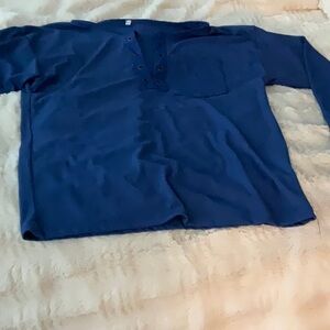Blue Long Sleeve Henley Shirt